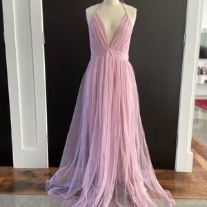 Amoris tulle deep-neck, open-back dress #7